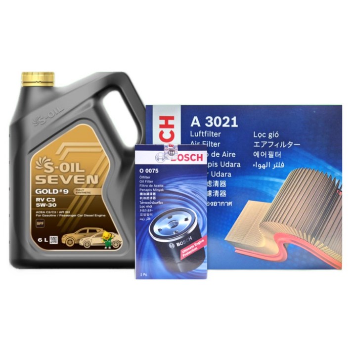 더 뉴 렉스턴 스포츠칸 Q250 2.2 디젤 엔진오일세트 세븐골드 9 RV C3 5W30