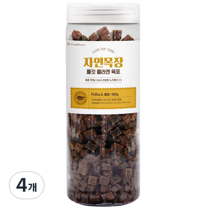 자연목장 강아지 쫄깃 콜라겐 육포, 4개, 황태, 500g