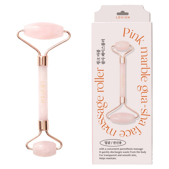 로즈쿼츠 괄사 핑크 마블 페이스 롤러