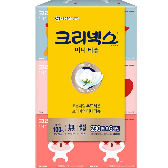 크리넥스 천연펄프 카카오 디럭스 미니 각티슈 2겹 크리넥스 천연펄프 카카오 디럭스 미니 각티슈 2겹