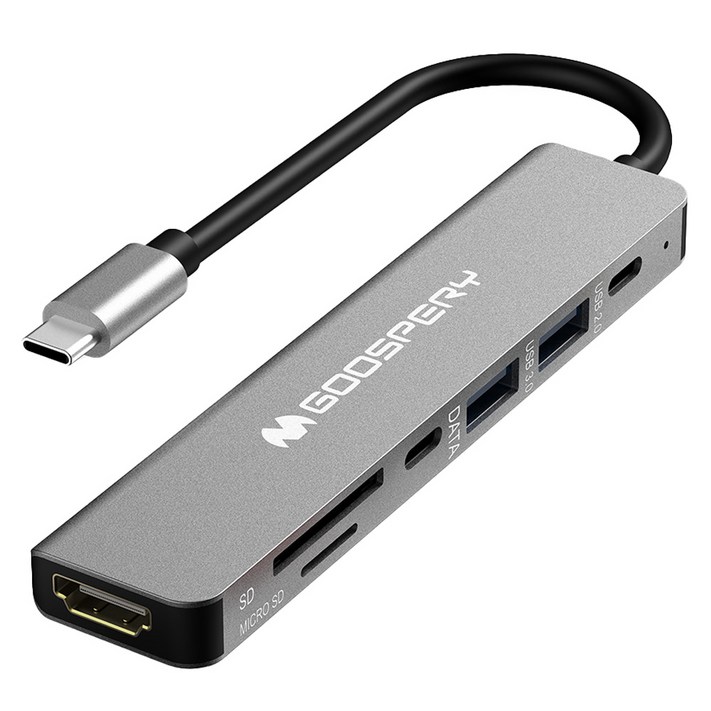 구스페리 7포트 USB 3.0 HDBMI C타입 멀티허브, 단일색상, 1개 구스페리 7포트 USB 3.0 HDBMI C타입 멀티허브, 단일색상, 1개