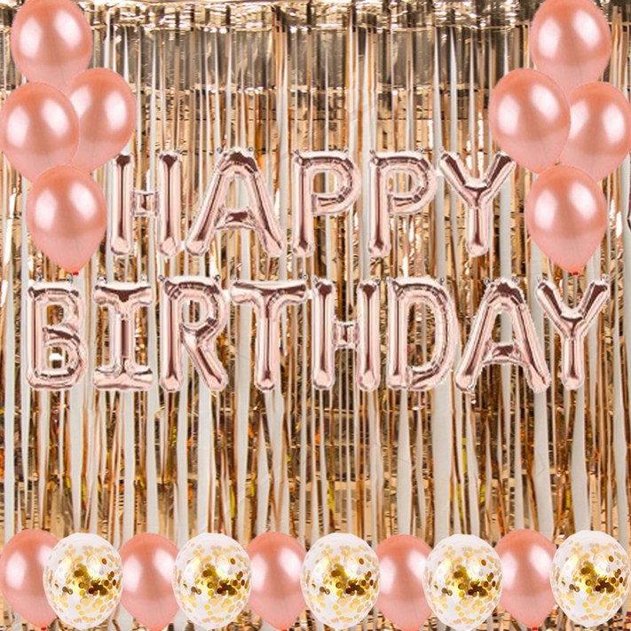 라이프그래피 생일풍선 가랜드 컨페티 커튼 세트