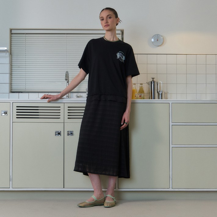 쥬시쥬디 소재믹스 루즈핏 원피스 JZOP32DB