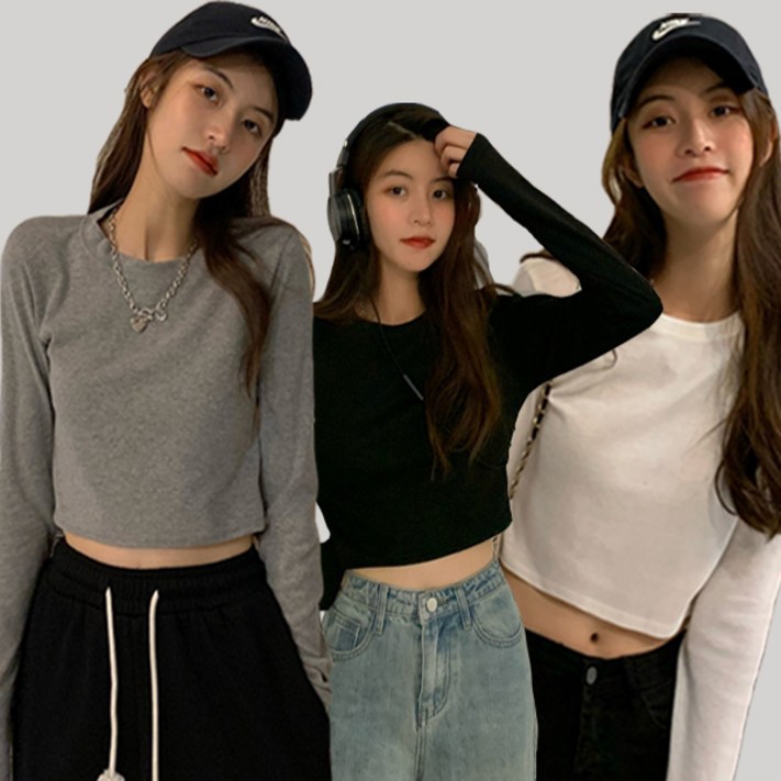 주디앤 여성 제이드 크롭 긴팔 티셔츠 3P 주디앤 여성 제이드 크롭 긴팔 티셔츠 3P