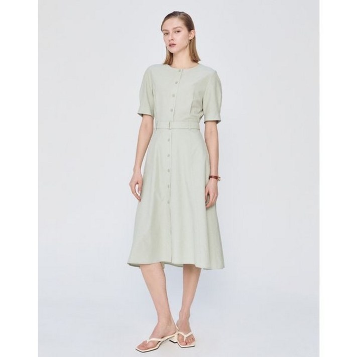 백화점정품 헤지스레이디스 원피스 25SS 면카키 벨티드 반소매 HSDR5BP65K2 하객 상견례 정장