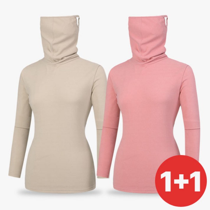 투엘라 11 여성 윈터쉴드 고밀도 기모 마스크넥 티셔츠