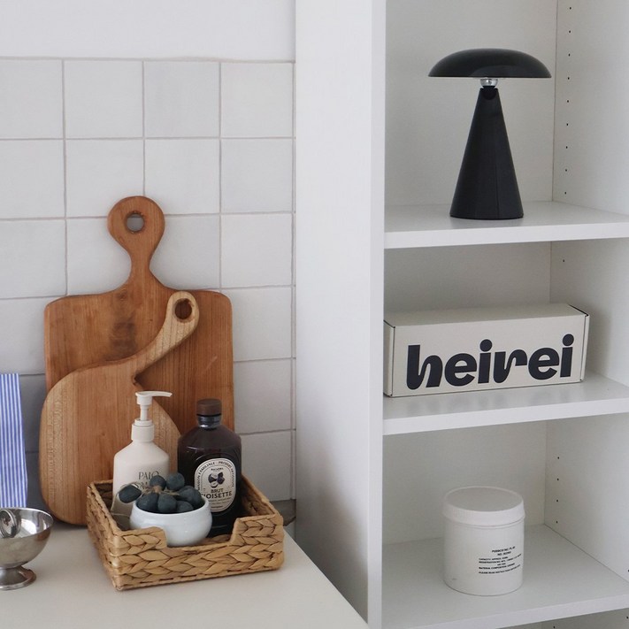 아르킨 루나 머쉬룸 스탠드 LED 램프 무드등 미드센츄리 무선 버섯 조명, 누아르블랙