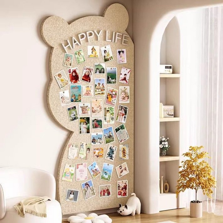 BYOU 부착식 게시판 무타공 펠트보드 DIY 카툰 포토월 제작압정벨크로