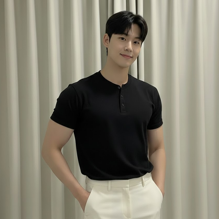 데일로엔 남자 데일리 머슬핏 무지 반팔 이너 티셔츠