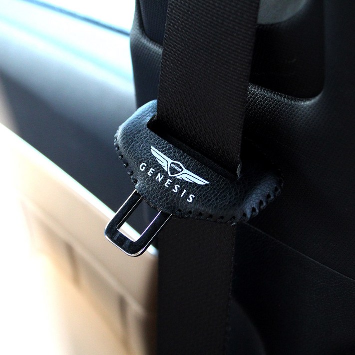 유스크 제네시스G70 GV70 실내 스크래치방지 가죽 안전벨트 클립 버클커버 인테리어 용품, 블랙
