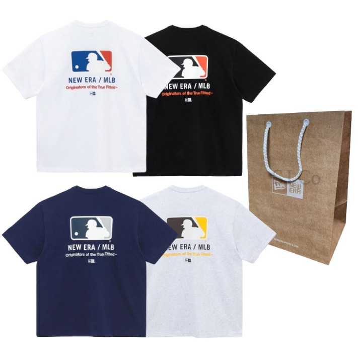 백화점판 뉴에라 MLB 베이직 로고 반팔 오버핏 티셔츠 쇼핑백