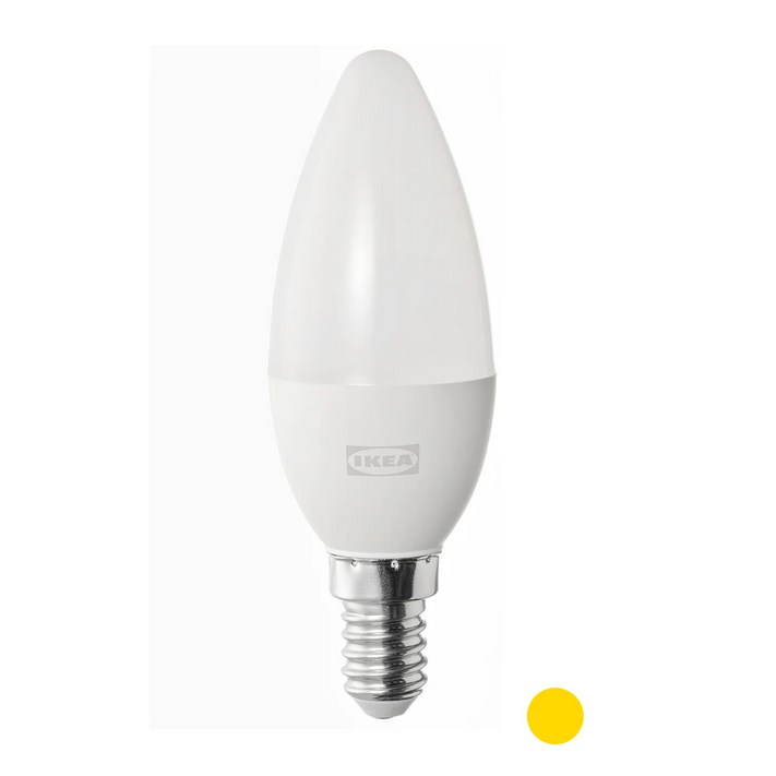 이케아 LED전구 E14 470루멘 노란빛 전구색 샹들리에 솔헤타