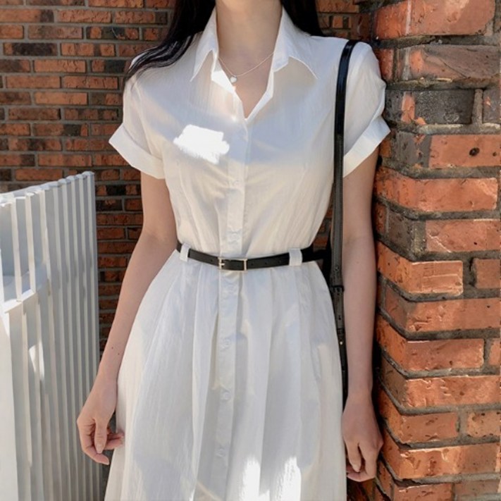포멀 화이트 셔츠 원피스벨트 SET