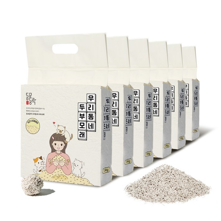 동묘동락 우리동네 고양이 두부모래 2.4kg, 초극세사 입자 1.5mm 오리지널향, 6개, 6개, 2.4kg 동묘동락 우리동네 고양이 두부모래 2.4kg, 초극세사 입자 1.5mm 오리지널향, 6개, 6개, 2.4kg