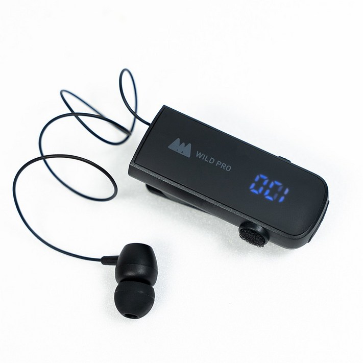 와일드프로 클립형 한쪽 블루투스 이어폰 통화용 22시간재생 WP1016  한국어지원 발신자알림