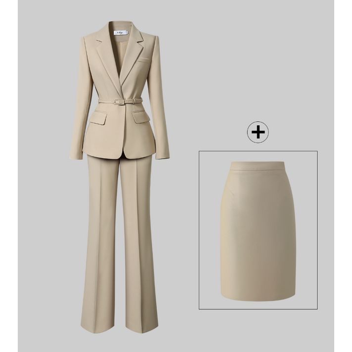 그루밍 grooming 여성 감각 기질 날씬 세련된 직장 통근 작업복 정장 벨트 세트