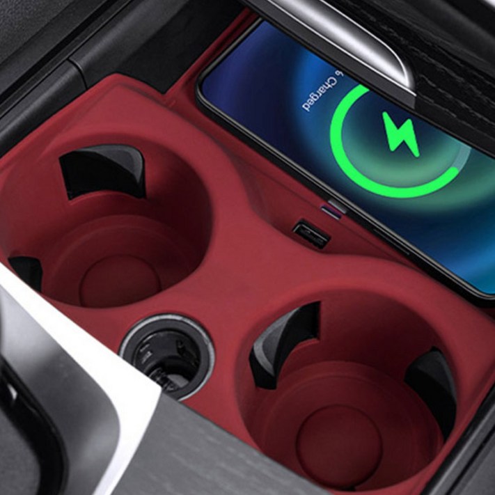 위드미카 BMW 3 4 시리즈 I3 I4 호환 실리콘 컵홀더 스크래치방지 커버 몰딩, 레드, 1개