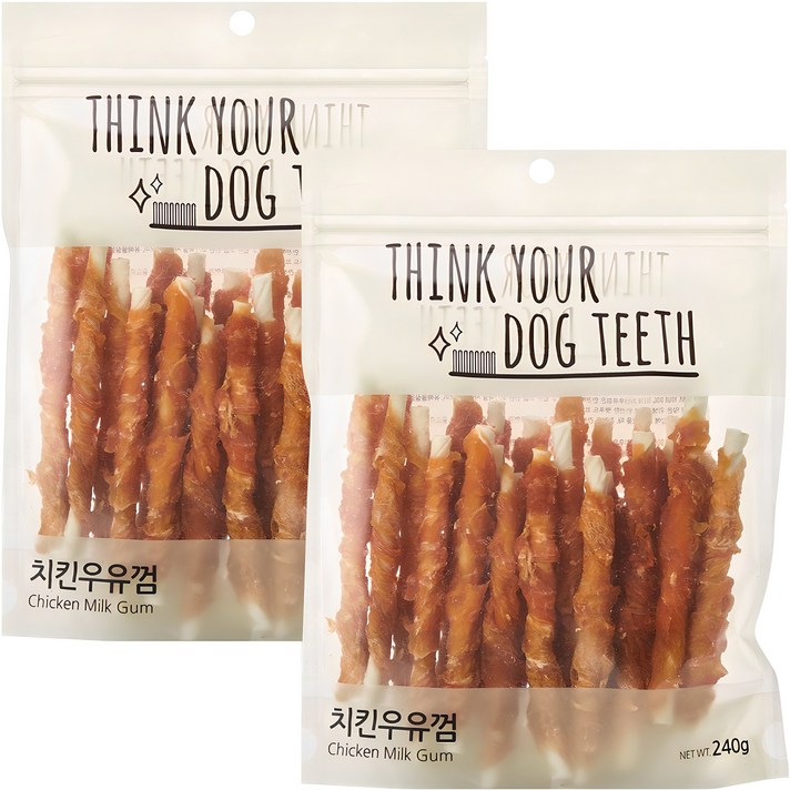 띵크유어도그티 띵독 강아지 덴탈껌, 혼합맛치킨우유, 240g, 2개