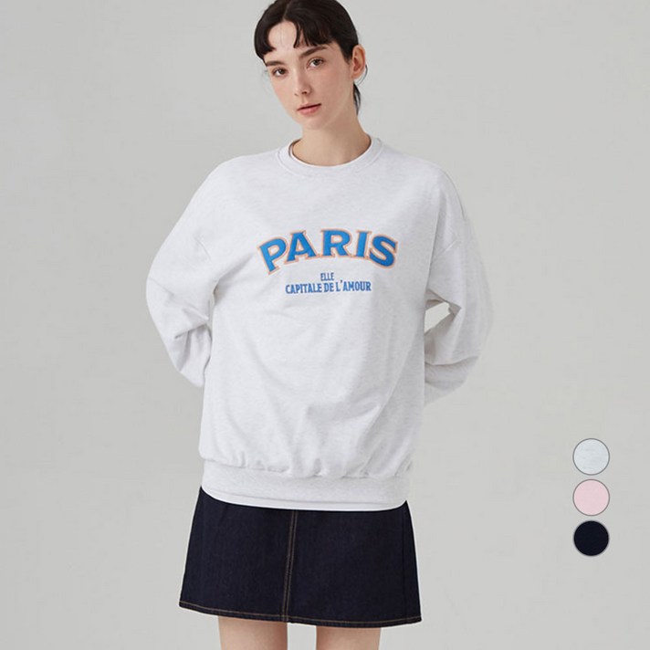 ELLE PARIS 자수 그래픽 스웻셔츠 PARIS ELLE PARIS 자수 그래픽 스웻셔츠 PARIS