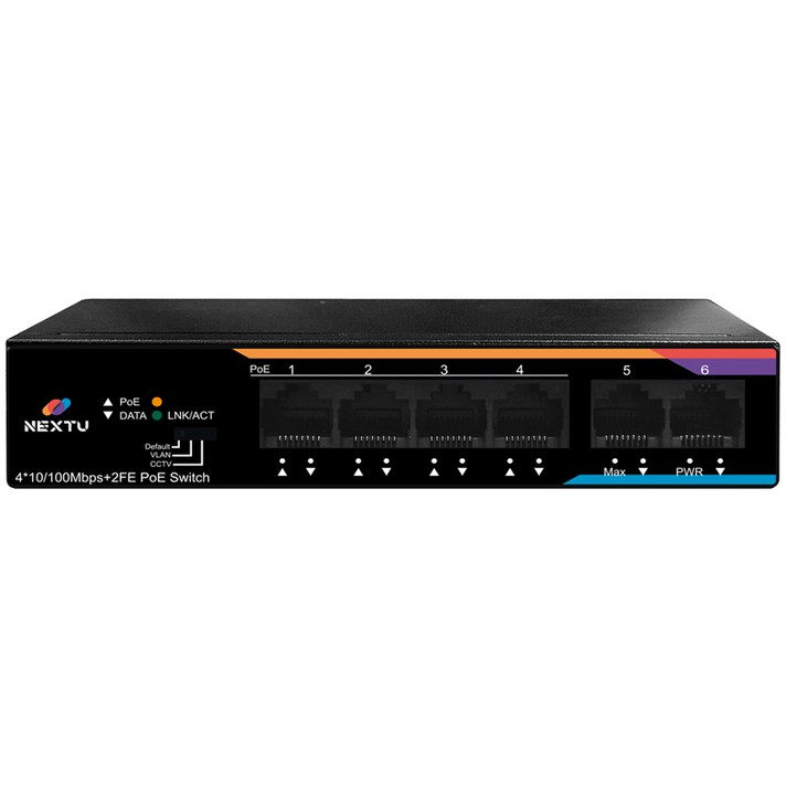 넥스트유 4포트 POE 60W 2포트 Uplink TP 스위치 허브, NEXTPOE606F, 1개