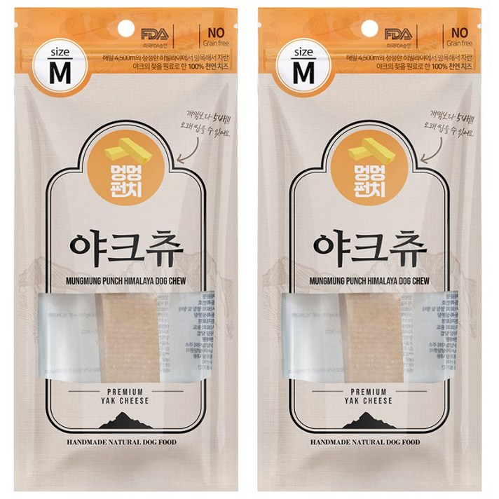 멍멍펀치 천연 야크치즈 100% 히말라야 야크츄 져키 M