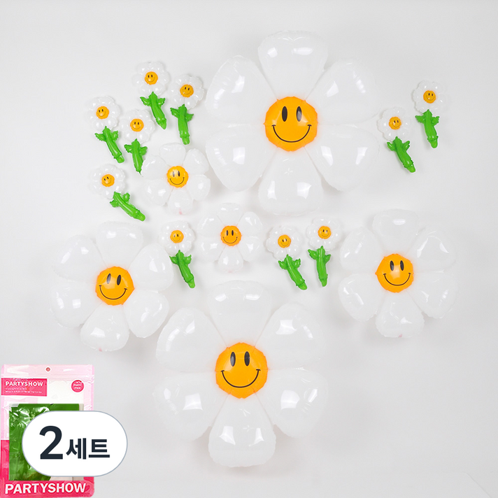 파티쇼 데이지 스틱 플라워 은박풍선 세트, 혼합색상, 2세트 파티쇼 데이지 스틱 플라워 은박풍선 세트, 혼합색상, 2세트