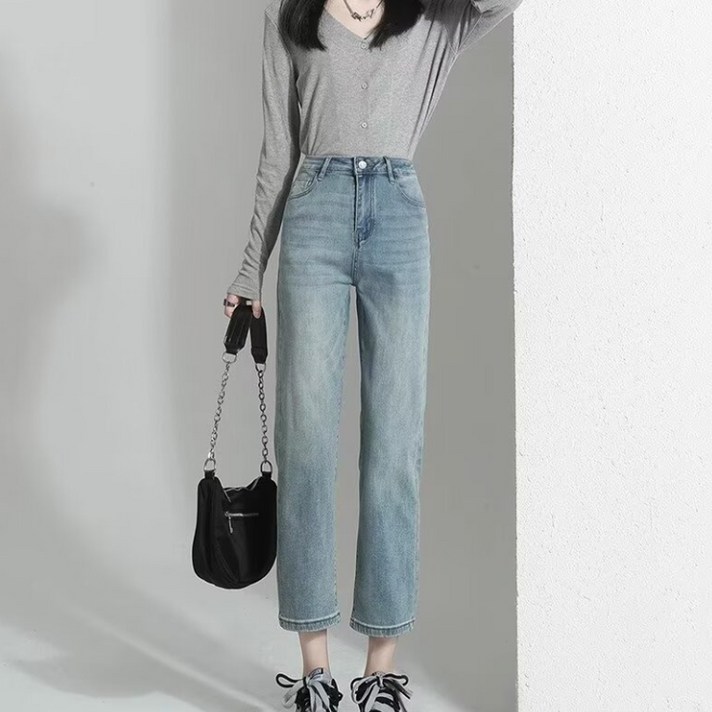 반야스토리 여성용 간절기 슬림핏 일자 데님 청바지 SS31