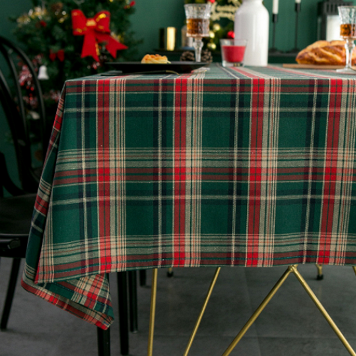피제닉 크리스마스 식탁보 2인, 체크무늬, 2인13090cm