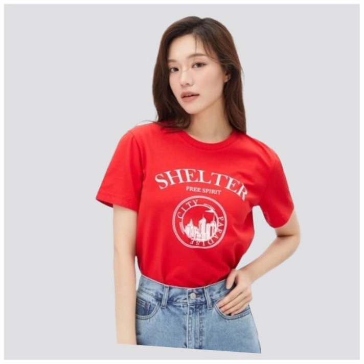 플라스틱아일랜드 PR7CH361 BEIGE 실켓터치 시티 프린트 티셔츠 936593