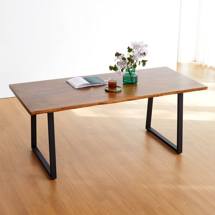 템포 우드슬랩 6인 원목 식탁 테이블 1800 2000, 6인용, 월넛