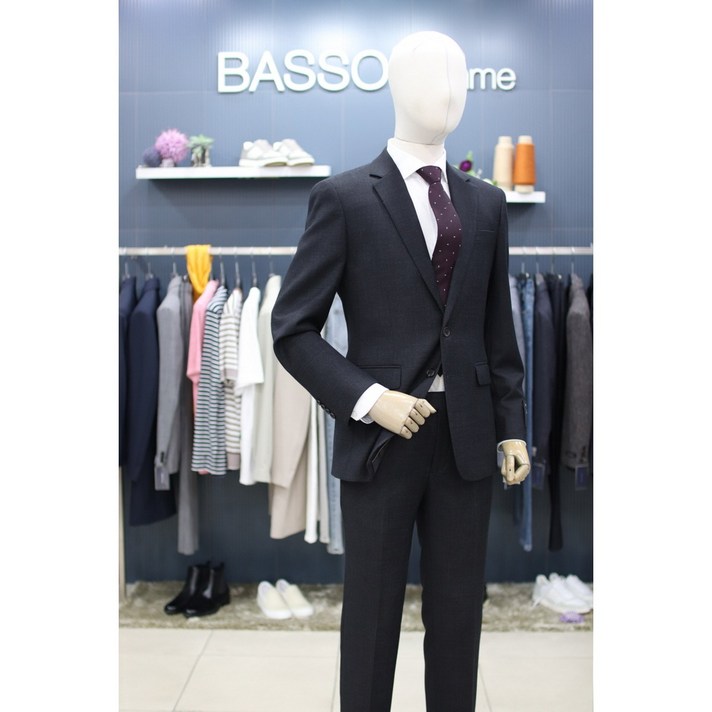 바쏘옴므 정장 WY4JT50ACH 블랙 차콜그레이 울스판 슬림핏 수트