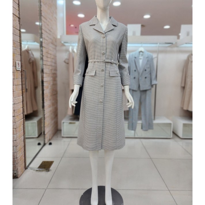 JJ JIGOTT JJ지고트버튼 장식 메탈사 롤업 체크 원피스 GN4A0OP40DG