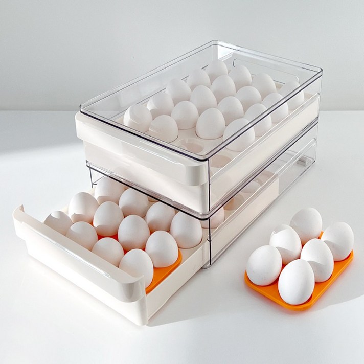 바케인 계란보관함 에그트레이 계란 트레이 냉장고 정리 보관 용기 24구, 혼합색상