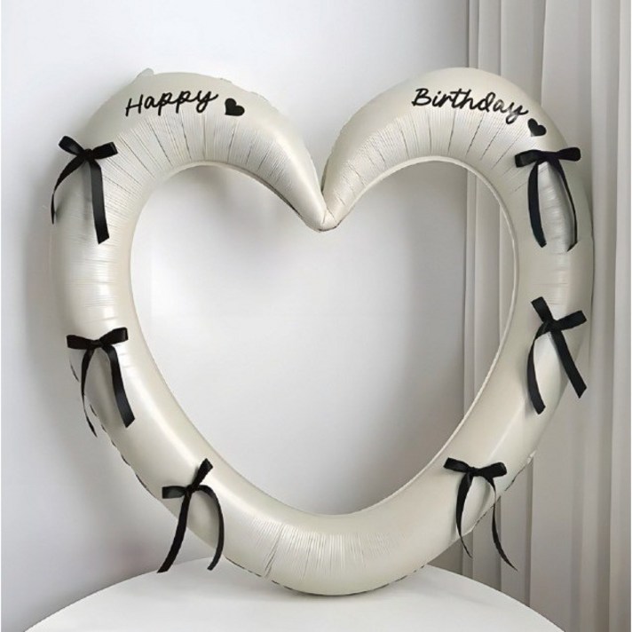 애니파니 파티용품 빅 하트 풍선 리본 생일 축하 레터링 포함
