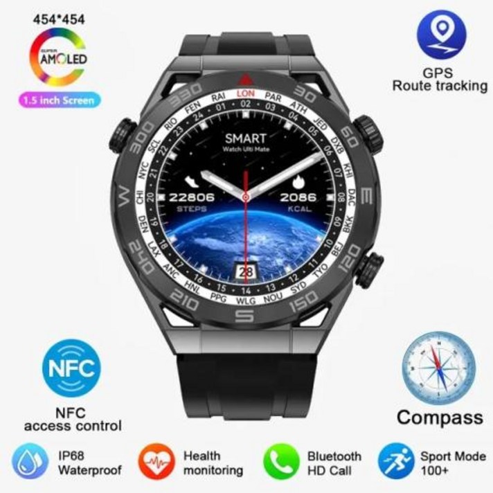 화웨이 스마트 워치 남성용 GT6 프로 아몰레드 HD 스크린 심박수 IP68 방수 GPS NFC 스마트워치 블루투스