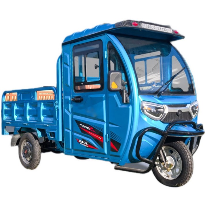 아트테크 전동스쿠터 시골 농촌 농업용 화물운반픽업 전동스쿠터 지붕형 캐노피 3륜 전기스쿠터 60V70A리튬 전동차 거래처 효도선물, 블루, 1.5m1.1m 60V50A리튬
