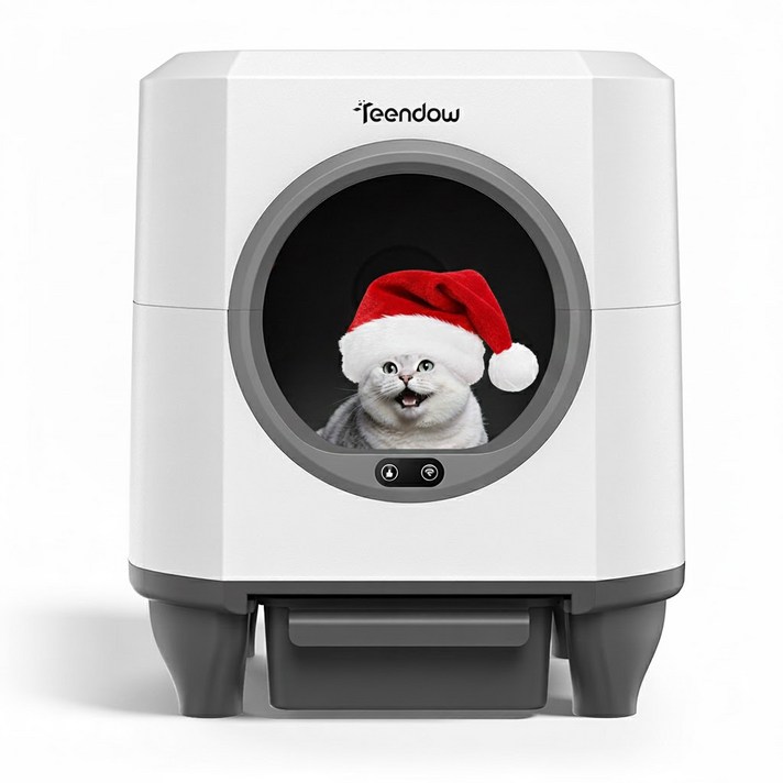 2025년형 Teendow 스마트 자동 고양이 화장실 CLB05 다중 안전장치 WIFI 연동 전자동 고양이 화장실, 화이트, 1세트
