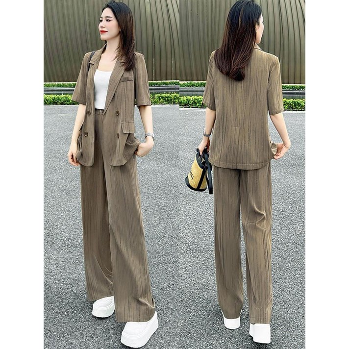 영앤리치 무드 여성 반팔자켓 세트 여름신상 텐셀 투피스 정장