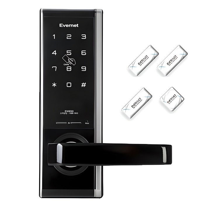 에버넷 무타공 디지털 손잡이 있음 도어락 세트