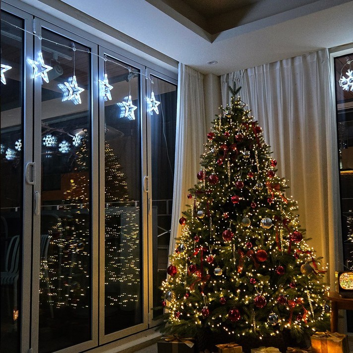 트리킹 LED 화이트별 전구 크리스마스 카페 홈 인테리어, 3개, 백색