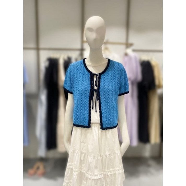 백화점 정품 온앤온 라운드넥 리본 펀칭 가디건 NJK5MD536 P003645073