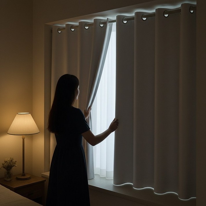 스너그스페이스 완전 빛차단 방한 단열 아일렛 암막 커튼 2P 세트