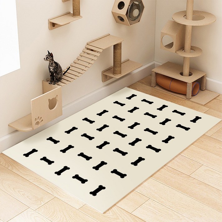 Jeernare 강아지 미끄럼방지매트 pvc 방수 애견매트 커팅 가능 다용도 클리닝 간단한 강아지 바닥매트, 1개, 뼈모양