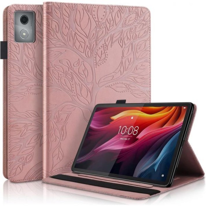 레노버 태블릿 M11 플러스레노버 K11 플러스 11.45 2024 PU 가죽 보호커버 가벼운 플립 스탠드 탄성 밴드 및 카드 홀더 레드