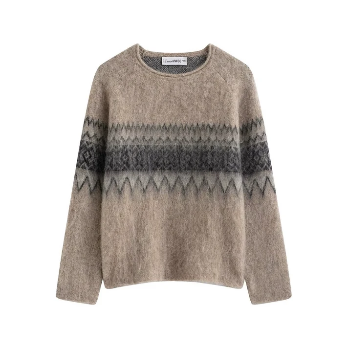 자라 신상 자카드 니트 풀오버 스웨터 zara 2025