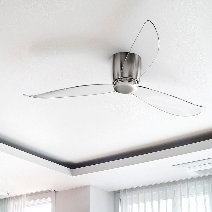 라인조명 에코 슬림 실링팬 52인치 BLDC모터, 바디크롬날개투명