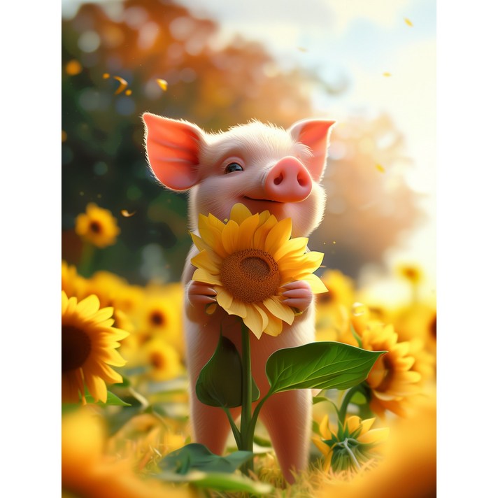 해바라기 액자 돼지 그림 돈들어오는 풍수지리 현관 개업 이사선물