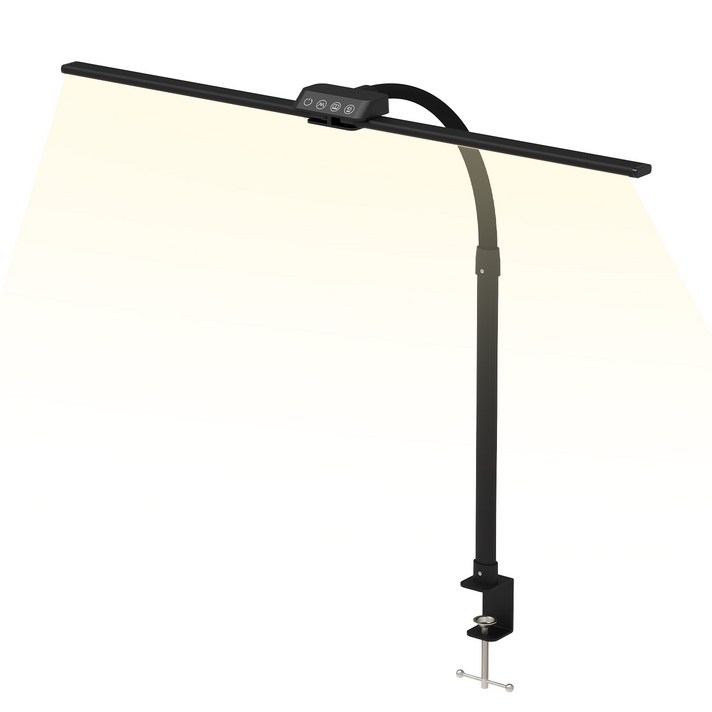 Airwit 책상 와이드 스탠드 LED 모니터 조명 데스크램프 클립형 플렉시블 고휘도 독서용 책상등, 블랙