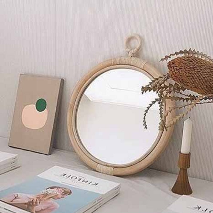 라탄 인테리어 벽거울 빈티지 B급