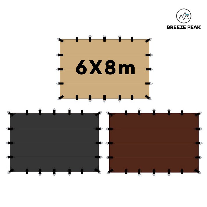 초대형 타프 스크린 블랙 암막 천막 장박 차박 그늘막 실버 코팅 6x8m, 브라운 초대형 타프 스크린 블랙 암막 천막 장박 차박 그늘막 실버 코팅 6x8m, 브라운